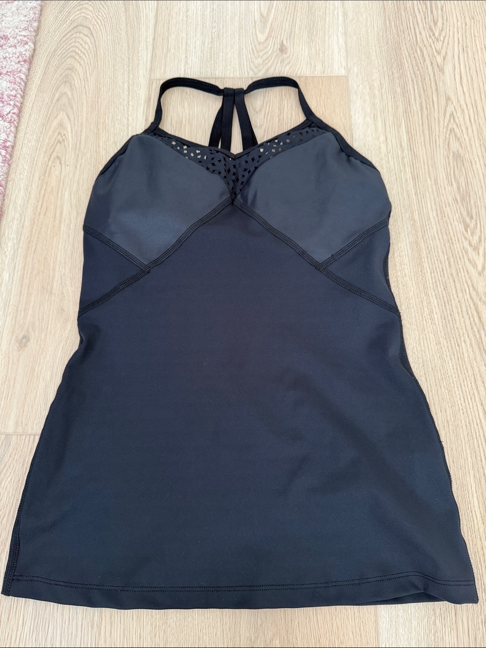 Beyond Yoga Black Racerback Tank Top with Laser-Cut Detail S